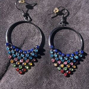 Multicolor color rhinestone Hoop dangle Earrings